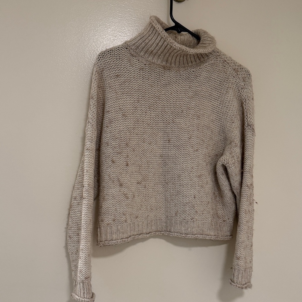 Anthropologie Cream Turtleneck Sweater